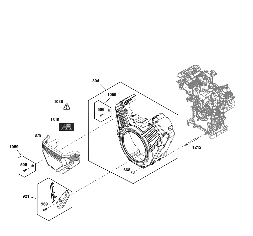 Blower Housing Group Diagram and Parts List for 61G277-0029-J1  Briggs and Stratton Engine